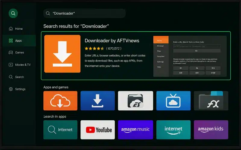 Enable unknown sources for Downloader on Firestick