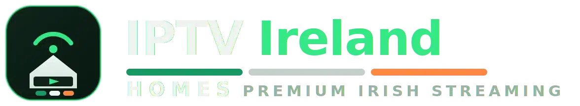 IPTV Ireland Homes logo with Irish tricolour – premium IPTV Ireland streaming service