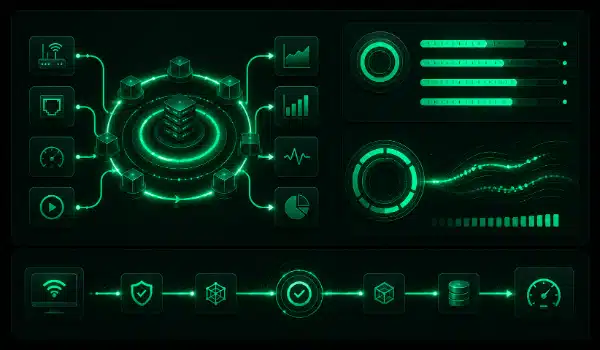 Built-in VPN and anti-freeze network settings wireframe