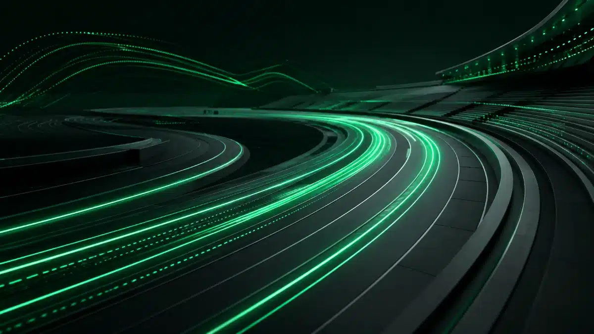 Watch sports IPTV Ireland — stadium silhouette with high-speed stream buffer visualisation